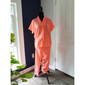 1960's 2 PIECE PAJAMA cotton blend size large sleepwear lightweight loungewear